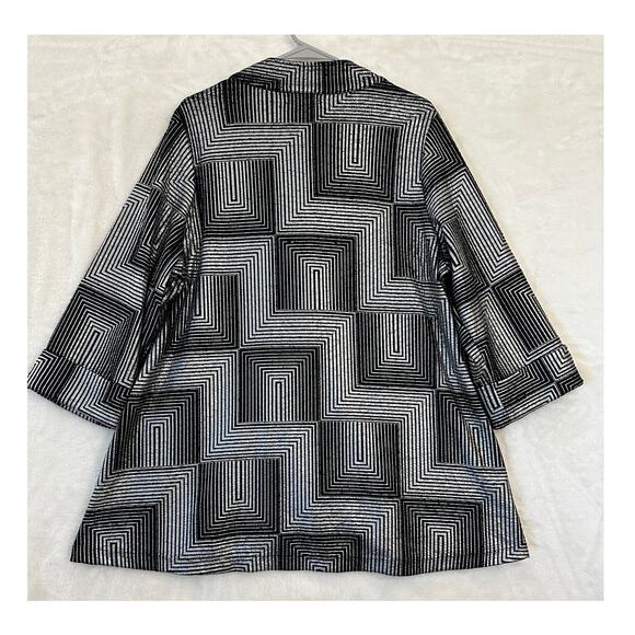 JM Collection A-Line Silver Black Jacket 2X Topper Classy - Picture 2 of 9